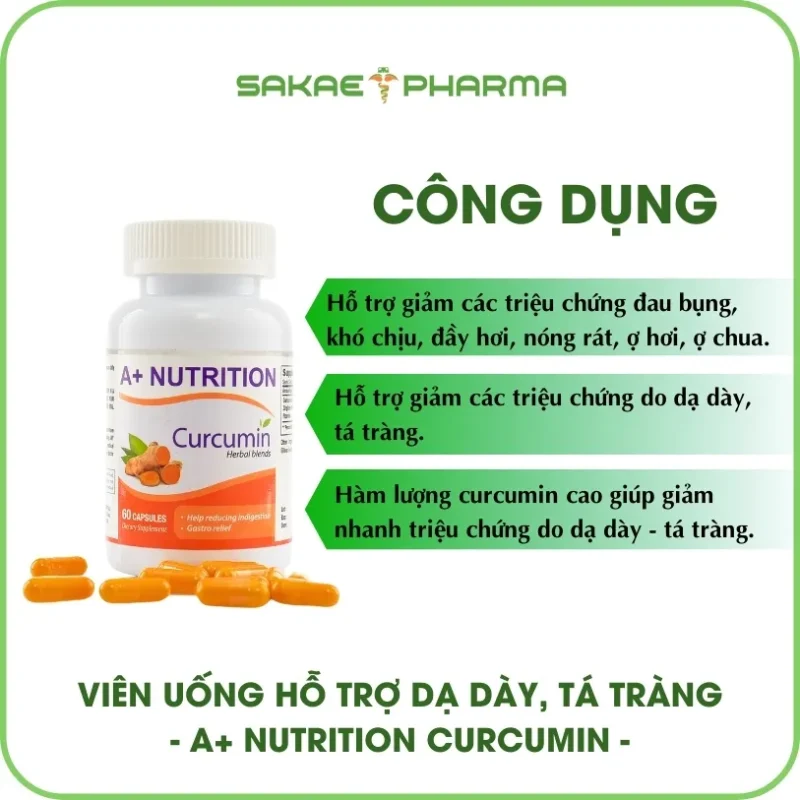 Công dụng viên nghệ a+ Nutrition Curcumin dạ dày tá tràng