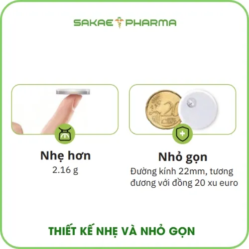 Thiết kế nhẹ và nhỏ gọn của bộ theo dõi đường huyết liên tục